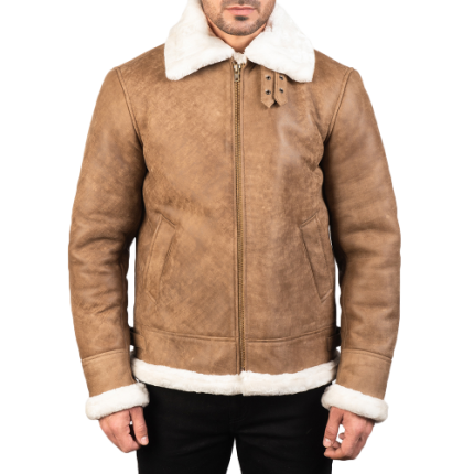 Francis B-3 Distressed Brown Leather Bomber Jacket