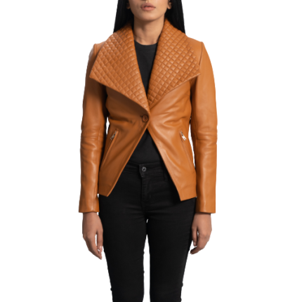 Lee Tan Brown Leather Blazer