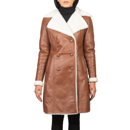 Amie Brown Double Breasted Shearling Coat
