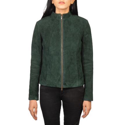 Rumella Green Suede Biker Jacket
